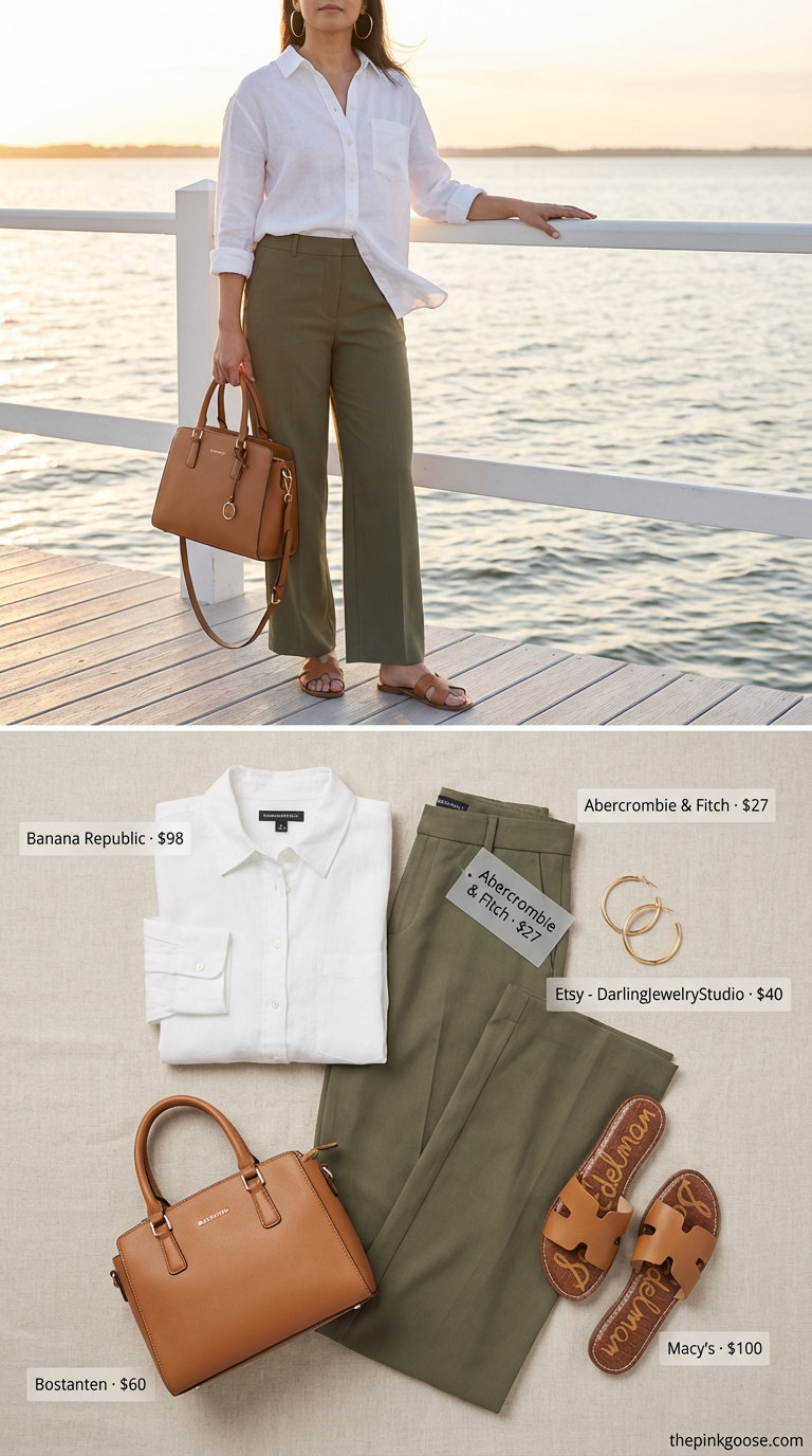 Chic Waterfront Celebration: Effortless Linen & Gold