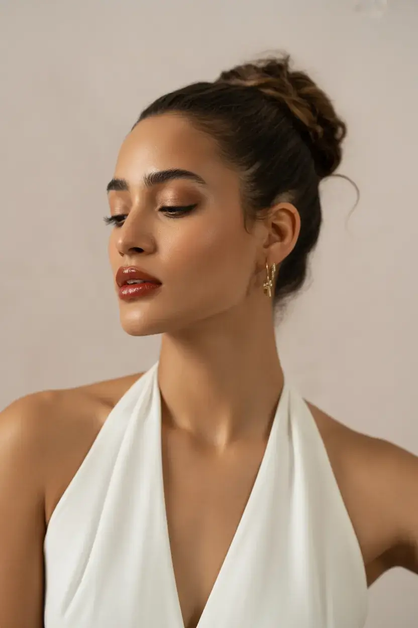 summer hairstyles for swimming 2026 Soft Twisted High Bun for Minimal Summer Days