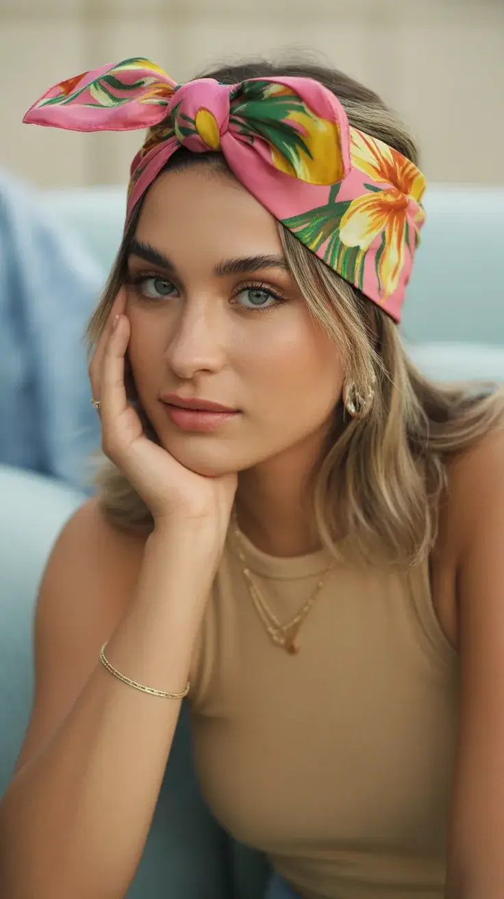 summer heads 2026 Playful Printed Headband - Soft Color, Soft Mood