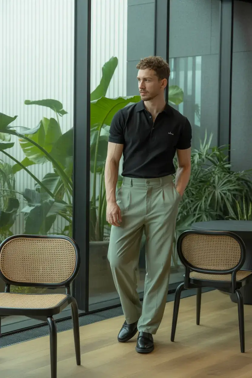 summer outfits fort men 2026 Clean Black Contrast with Modern Tailoring