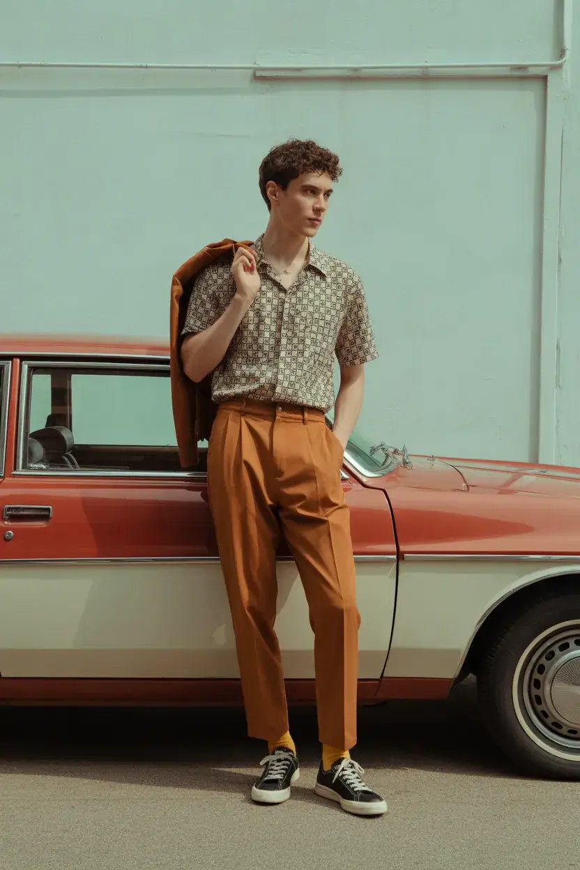 summer outfits fort men 2026 Vintage Color Play with a Modern Smart Casual Twist