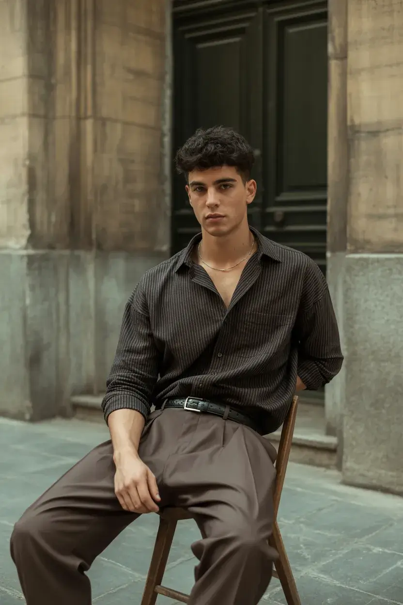 summer outfits fort men 2026 Dark Minimalism for Late Summer Evenings