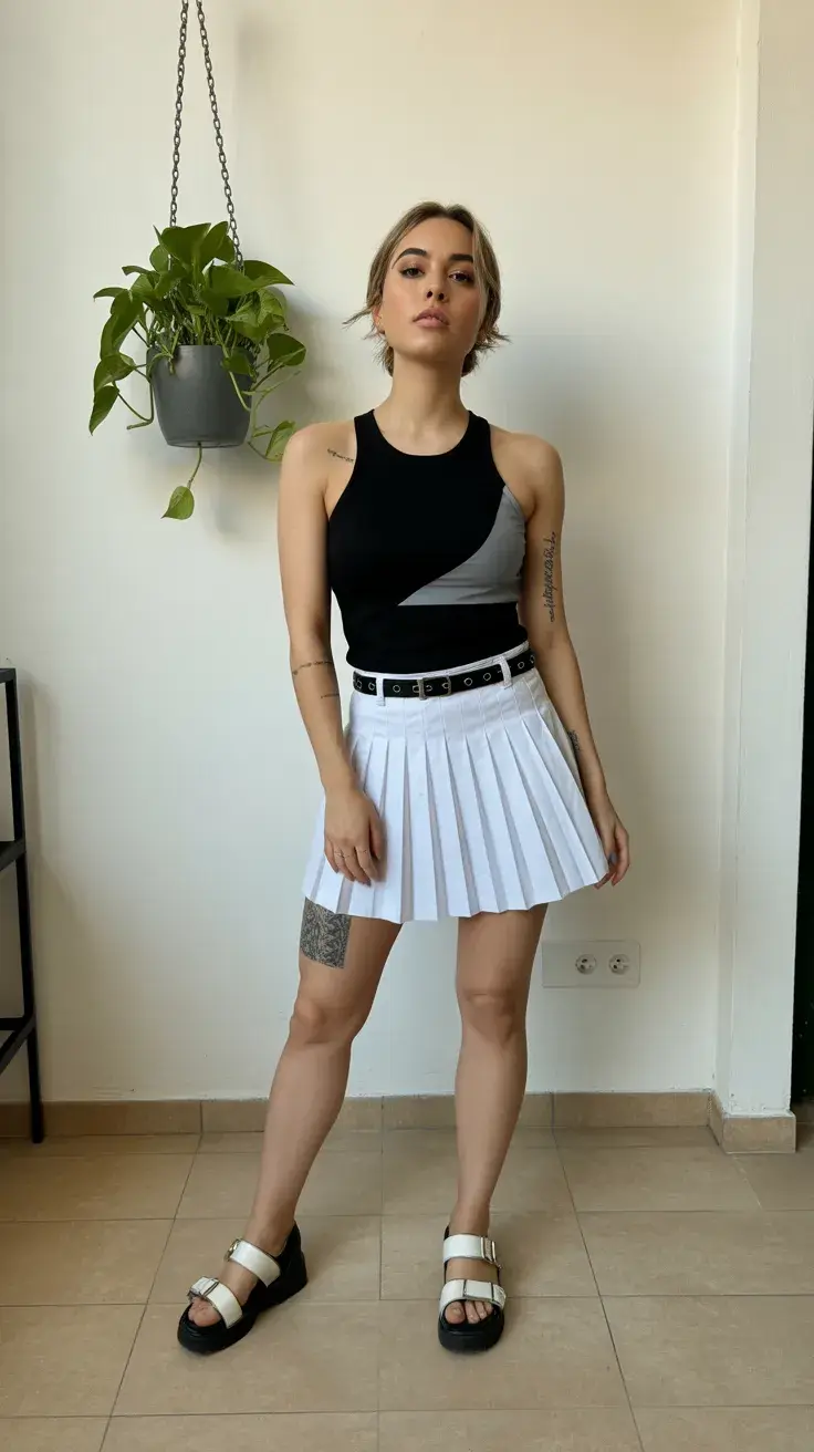 summer outfits with sandals 2026 Structured Minimalism with an Alt Edge