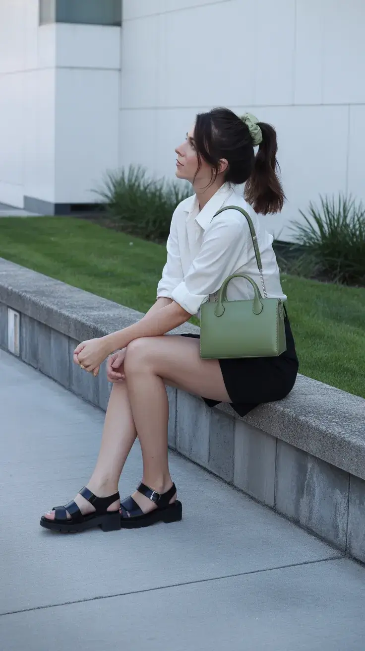 summer outfits with sandals 2026 Crisp Shirt and Mini Skirt Balance