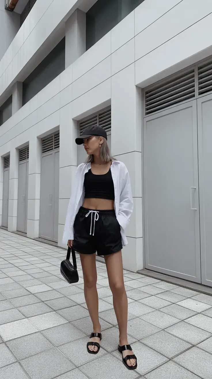 summer outfits with sandals 2026 Sporty Minimalism with a City Edge