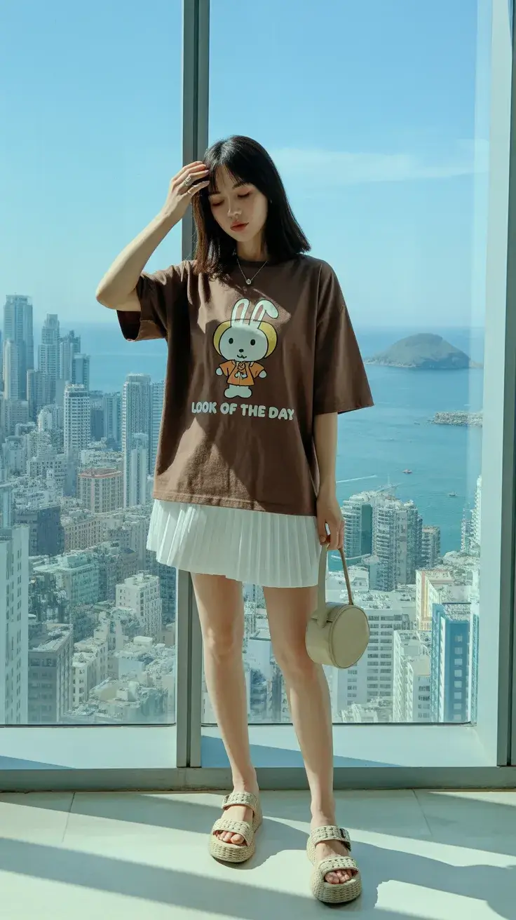 summer outfits with sandals 2026 Playful Graphic Tee and Soft Layers Aesthetic