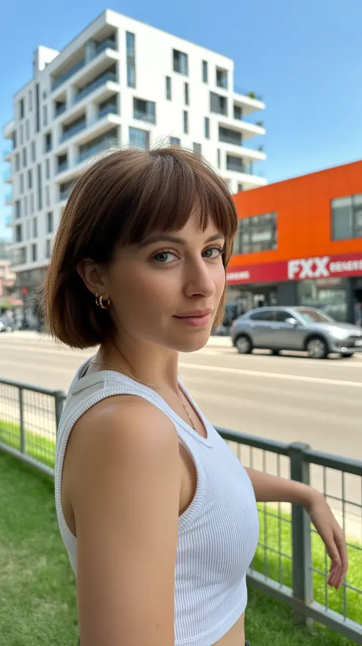 summer short haircut 2026 Soft Bob with Baby Bangs