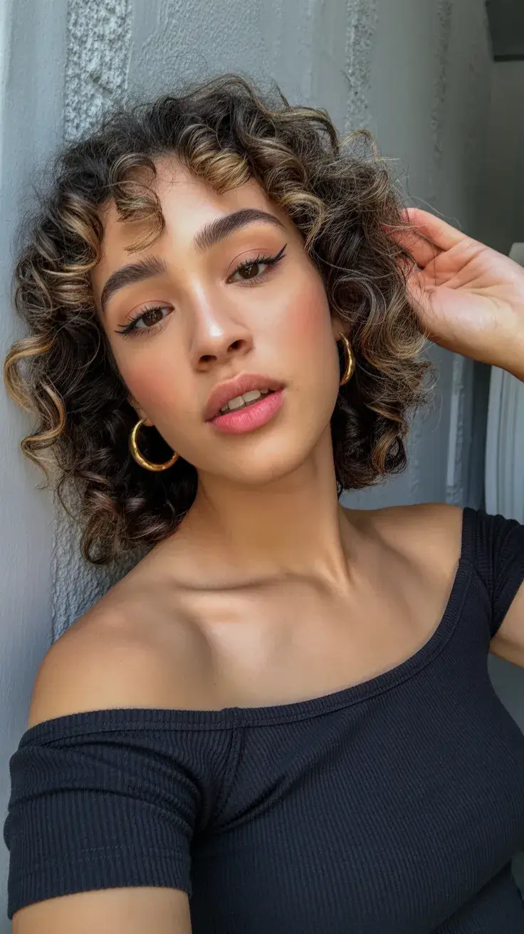 summer short haircut 2026 Playful Curly Bob with Sunlit Dimension