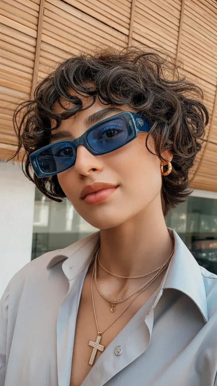 summer short haircut 2026 Short Curly Crop with Soft Fringe Energy