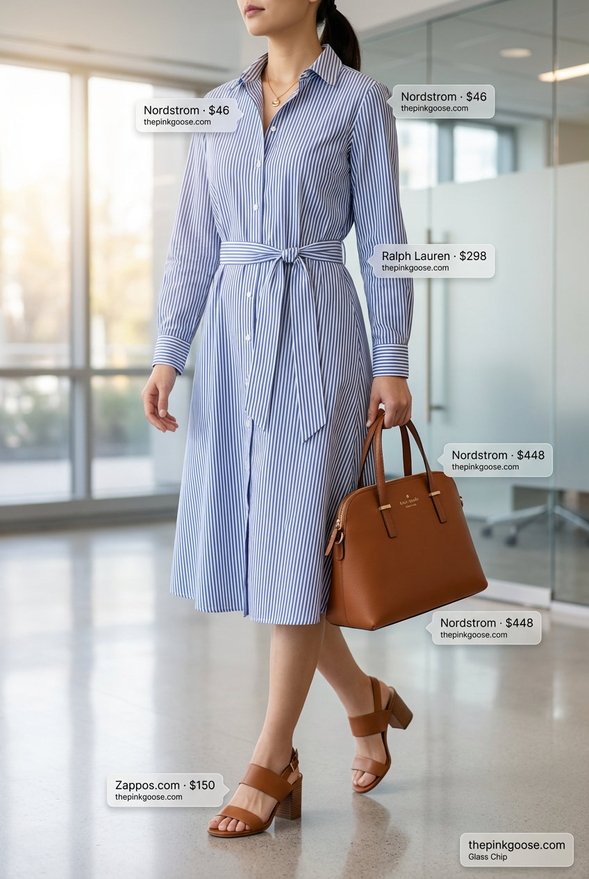 The Executive Shirtdress: Commanding in Pinstripes