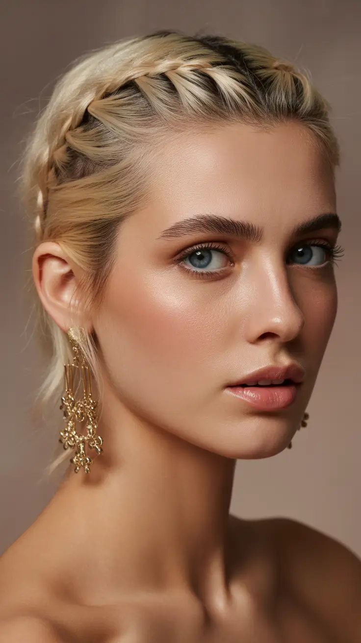 spring bob hairstyle 2026 Golden Blonde Crown Braid Bob