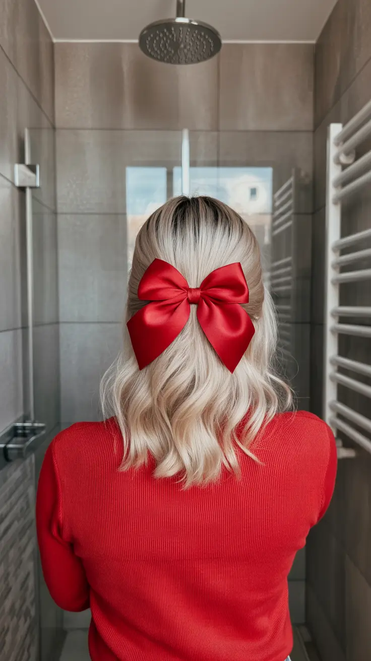 spring bob hairstyle 2026 Vintage Inspired Soft Blonde Bob with Bold Bow