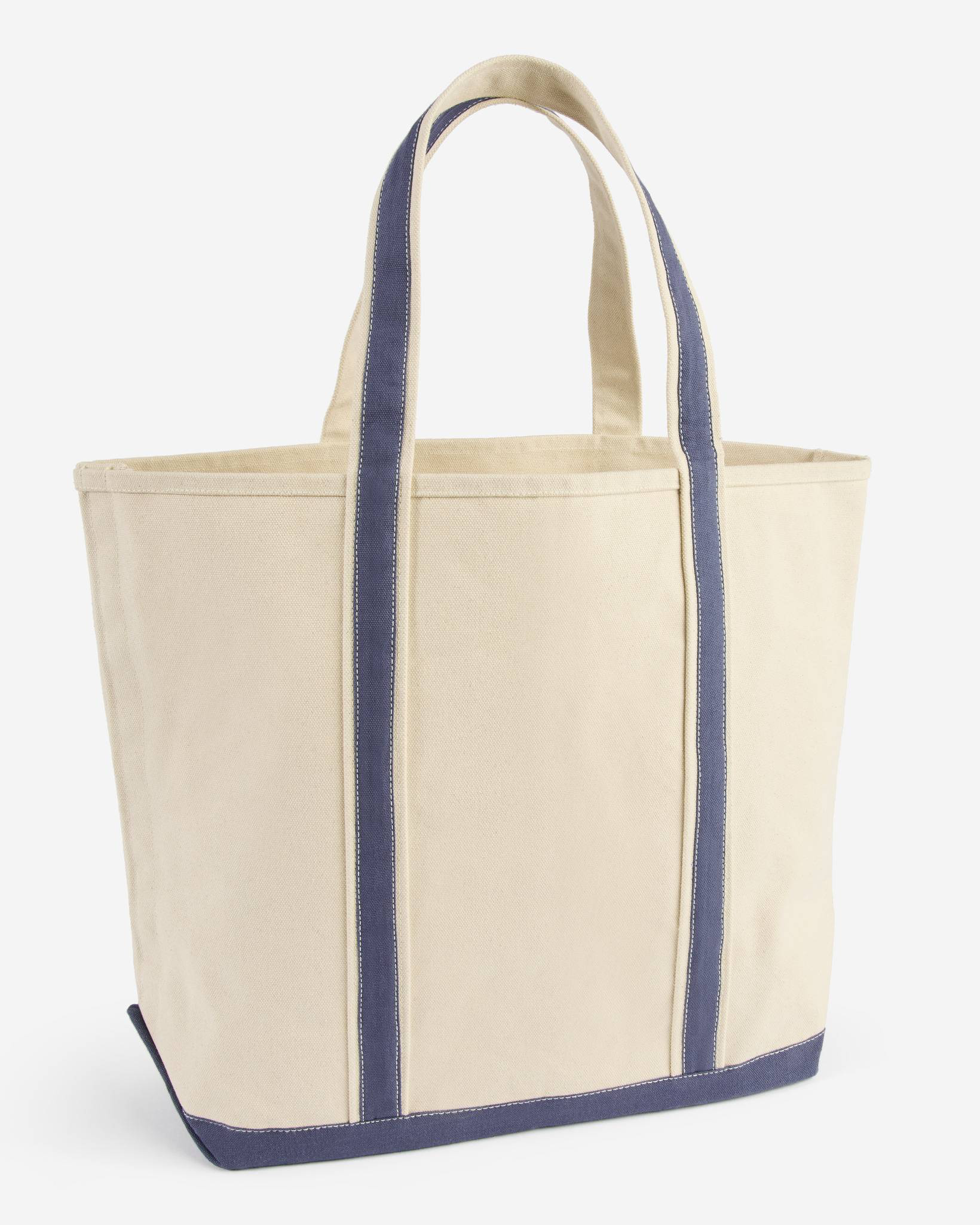 Large Canvas Tote Bag in White and Navy