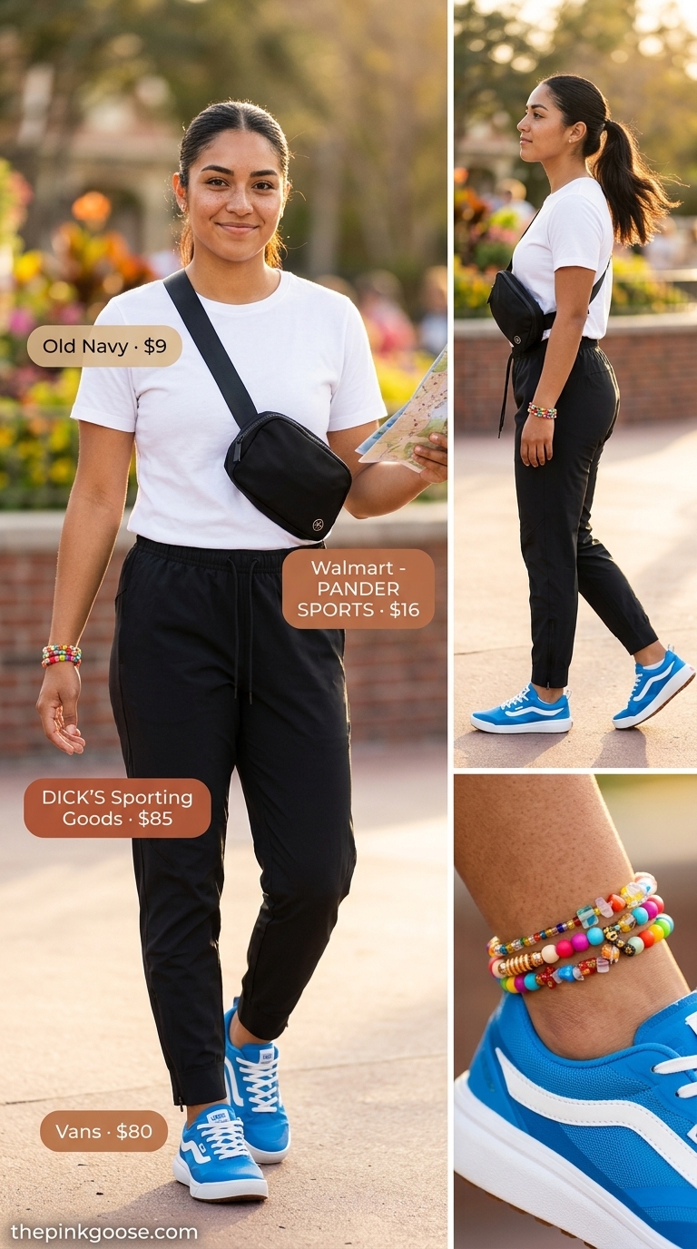 Playful pant outfits summer for women 2026 with geometric skirt, white tee, blue sneakers, and crossbody bag for festivals.