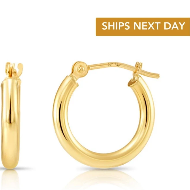 accessory 14K Gold Round Hoop Earrings Etsy - TiloJewelry $119.99