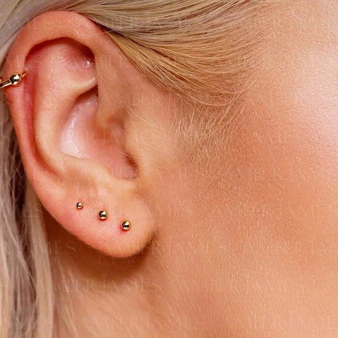 accessory 18K Gold Plated Dainty Ball Stud Earrings Etsy - Seller $16.59