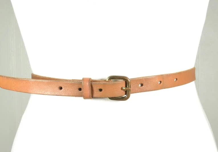 accessory 80s Minimalist Leather Skinny Belt with Brass Buckle Etsy - Seller $44.99