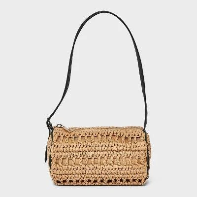 bag A New Day Straw Mini Boxy Barrel Shoulder Bag Target $25