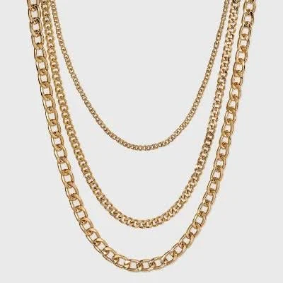 accessory A New Day Women's 16" Layered Curb Chain Necklace Target $12.99