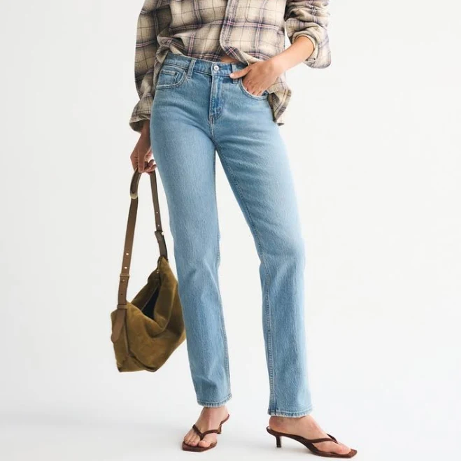 basics Abercrombie & Fitch Women's Mid Rise 90s Straight Jean Abercrombie & Fitch $59.99