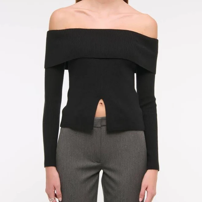 off-shoulder top Abercrombie & Fitch Women's Off-The-Shoulder Ribbed Cutaway Sweater Abercrombie & Fitch $26.99