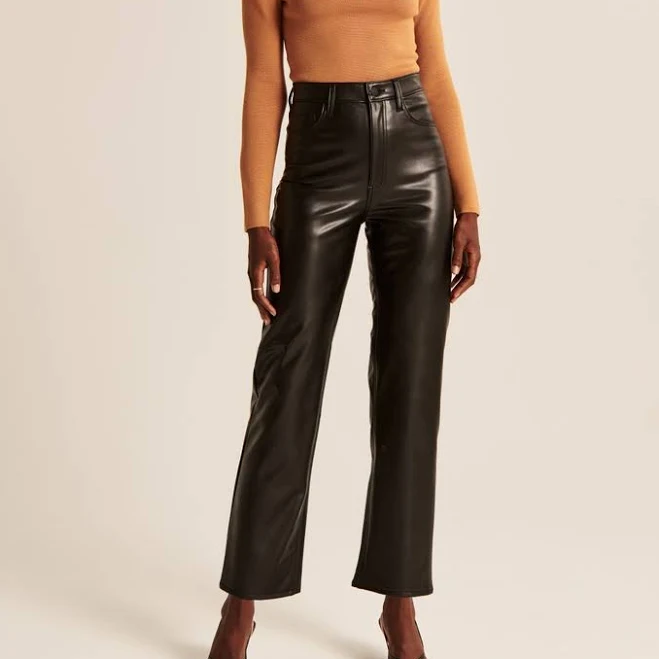 bottoms Abercrombie & Fitch Women's Vegan Leather Ankle Straight Pants Abercrombie & Fitch $26.97