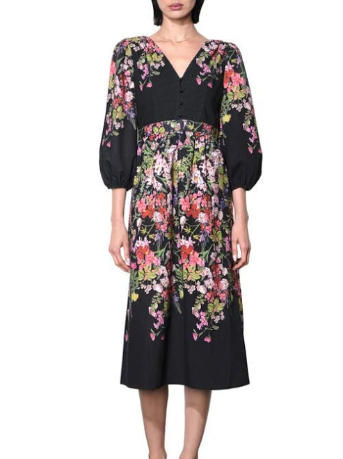 dress Adelyn Rae Women's Tessa Floral Print Midi Dress with Balloon Sleeves Nordstrom $99.99