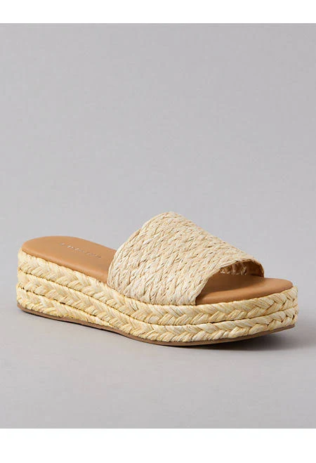 shoes AE Raffia Espadrille Flatform Slide Sandal American Eagle Outfitters $11.98