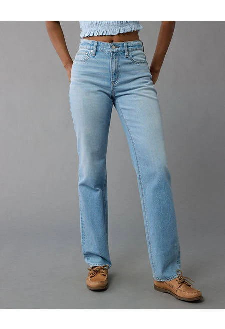 jeans AE Stretch Super High-Waisted Straight Jean American Eagle Outfitters $59.95