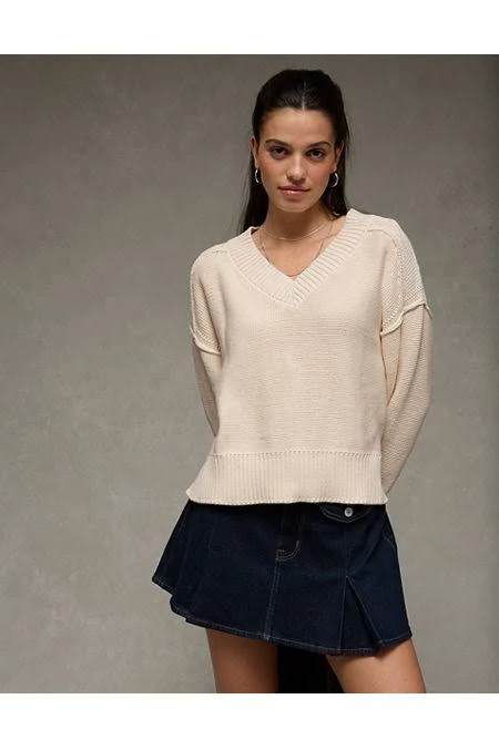 top AE Women's Long Weekend V-Neck Sweater American Eagle Outfitters $14.39