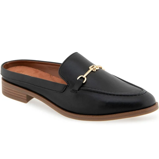 shoes Aerosoles Women's Erik Pointed Toe Flat Mules - Black Faux Leather - Size 6W Macy's $50.36