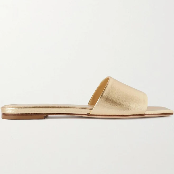 shoes Aeyde Anna Metallic Leather Slides - Women - Gold Sandals - IT36 NET-A-PORTER $177
