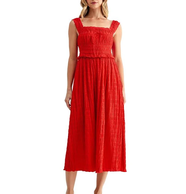 dress All in Favor Square Neck Ruched Waist Midi Dress Dillard's $89