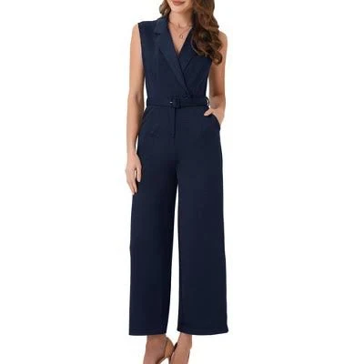 jumpsuit Allegra K Women's Sleeveless Button Front Closure Long Leg Pocket Belted Jumpsuits Target $57.99