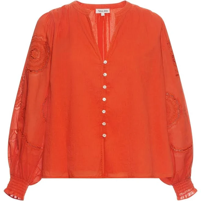top Alma Deia Women's Organic Cotton Embroidered Blouse Smallable $80.8