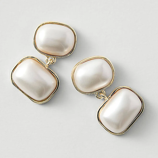 accessory Ann Taylor Women's Double Pearlized Drop Earrings Ann Taylor $23.93