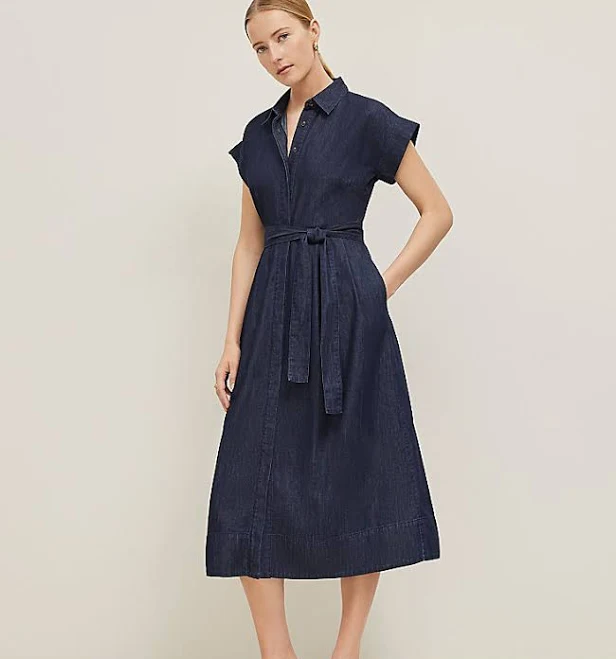 dress Ann Taylor Women's Flare Midi Chambray Shirtdress Ann Taylor $43.95