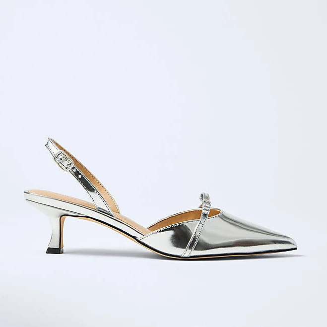 shoes Ann Taylor Women's Metallic Leather Slingback Pump Ann Taylor $65.99