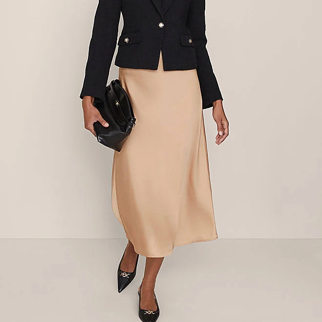 skirt Ann Taylor Women's Satin Bias Midi Slip Skirt Ann Taylor $49.94