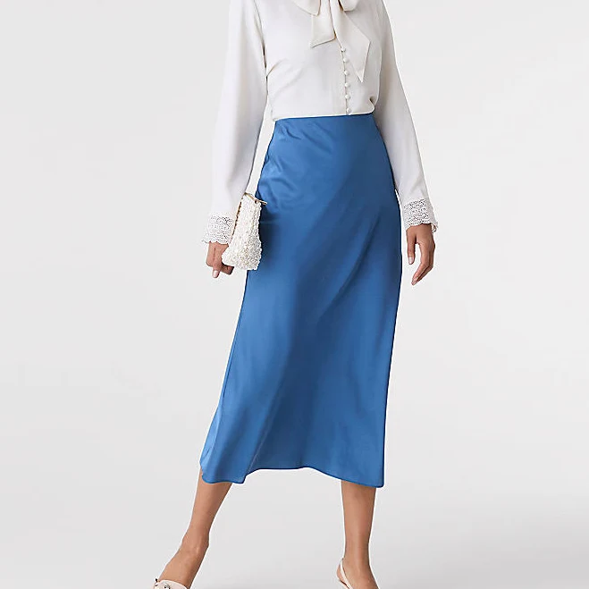 midi skirt Ann Taylor Women's Satin Bias Midi Slip Skirt Ann Taylor $52.49