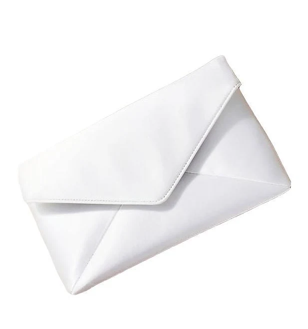 bag Anthropologie Satin Envelope Clutch | Chain Strap | Polyester | White Editorialist $50