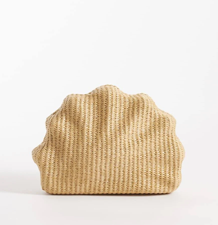 bag ASOS Design Hardbox Shell Straw Clutch Purse with Chain Cross Body Strap ASOS $59.99