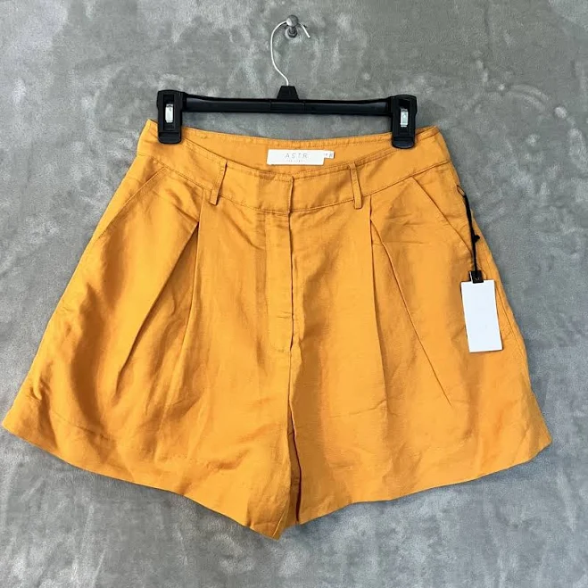 shorts Astr The Label Jacinda Mustard Yellow High Waist Linen Trouser Shorts eBay $28