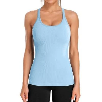 top Attraco Women's Ribbed Racerback Tank Tops with Built-in Bra Target $30.84