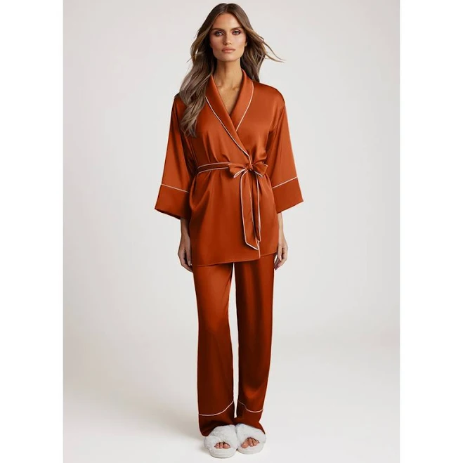 matching set Azazie Getting Ready Satin Pajamas Azazie.com $45