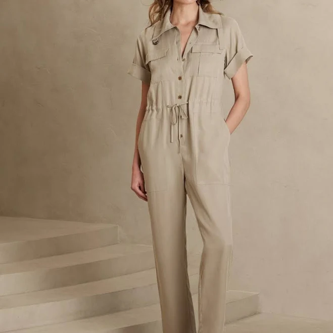 jumpsuit Banana Republic Factory Pants & Jumpsuits | Nwt Banana Republic Petite Utility Jumpsuit | Color: Tan | Size: Mp | Sherstad's Closet Poshmark $64