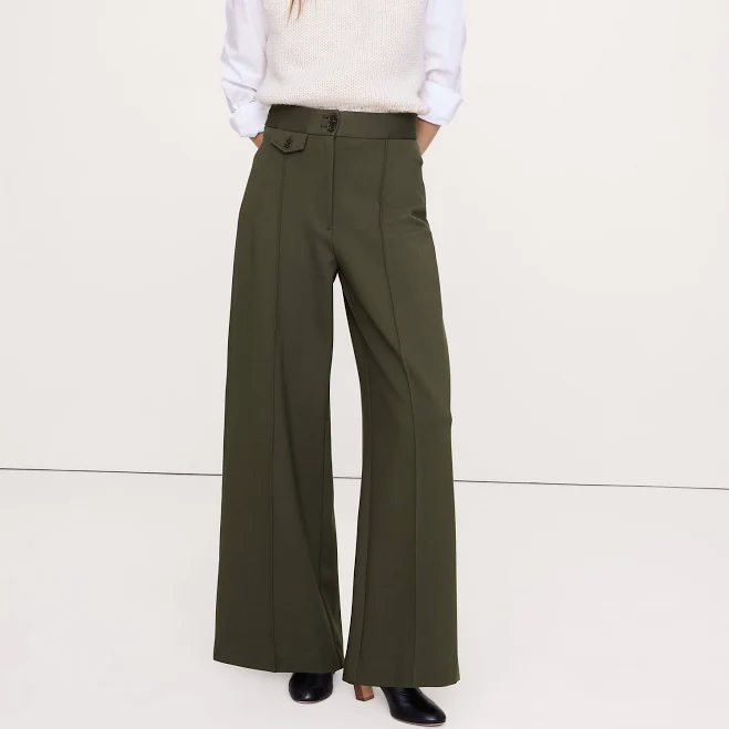 trousers Banana Republic Women's High-Rise Wide-Leg Drapey Ponte Pants Banana Republic $120