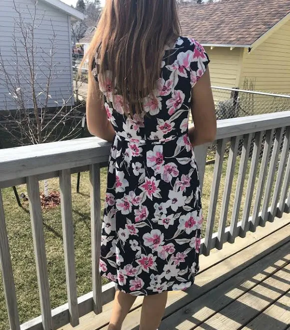dress Banana Republic Wrap Midi Dress Navy And Pink Floral Wraparound Petite eBay - sunnyfun4u $44.99