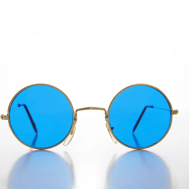 accessory Benji Round Circle Sunglass with Blue Tinted Lens Sunglass Museum $18