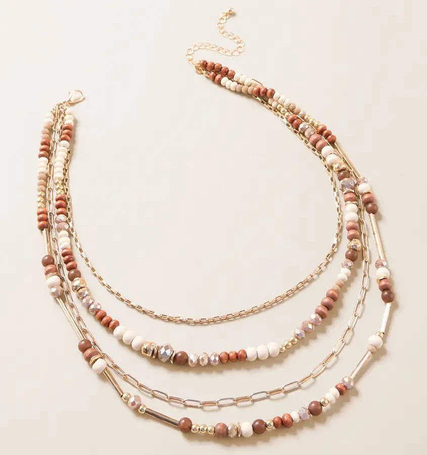 accessory BKE Women's Tiered Burnished Gold Necklace with Mixed Beads Buckle $19.99